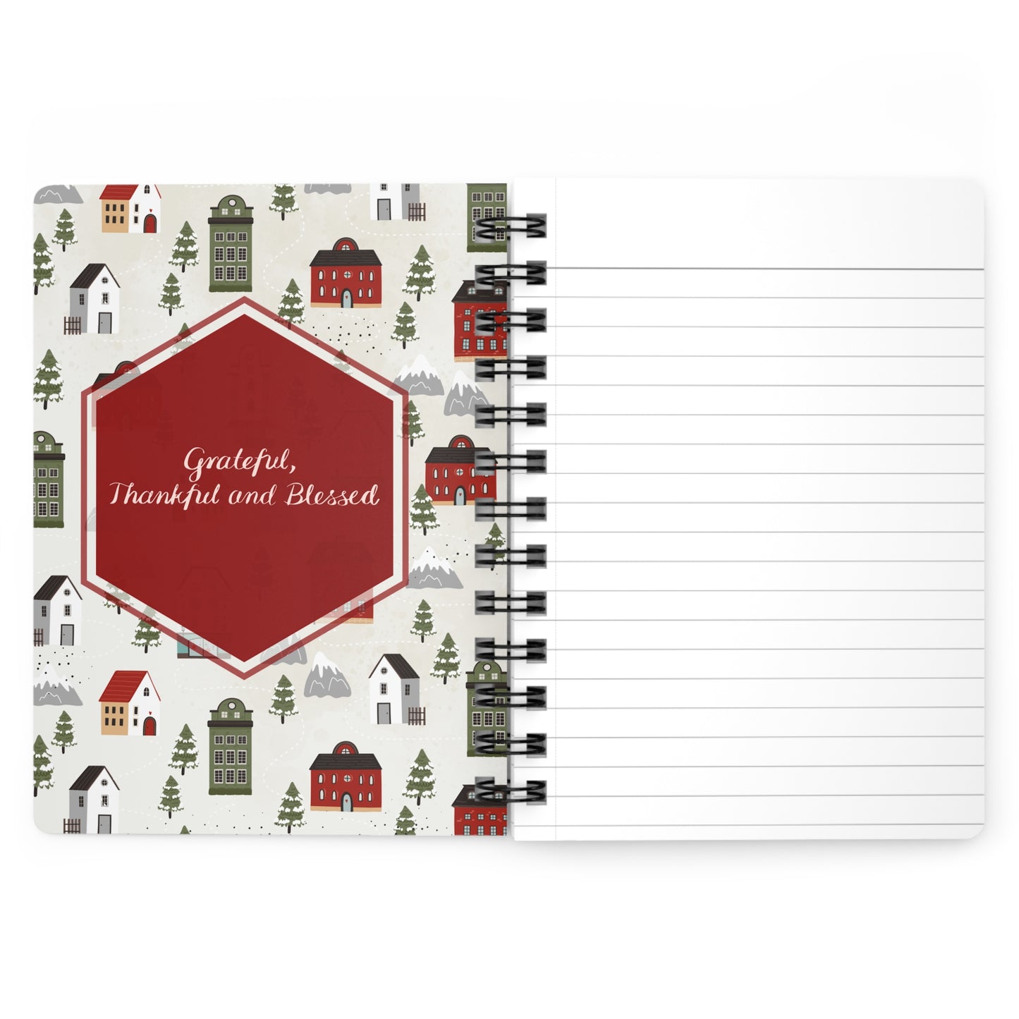 Christmas Tree and Houses: Spiral Bound Notebook