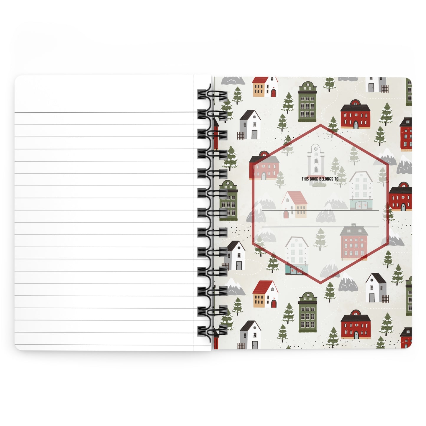 Christmas Tree and Houses: Spiral Bound Notebook