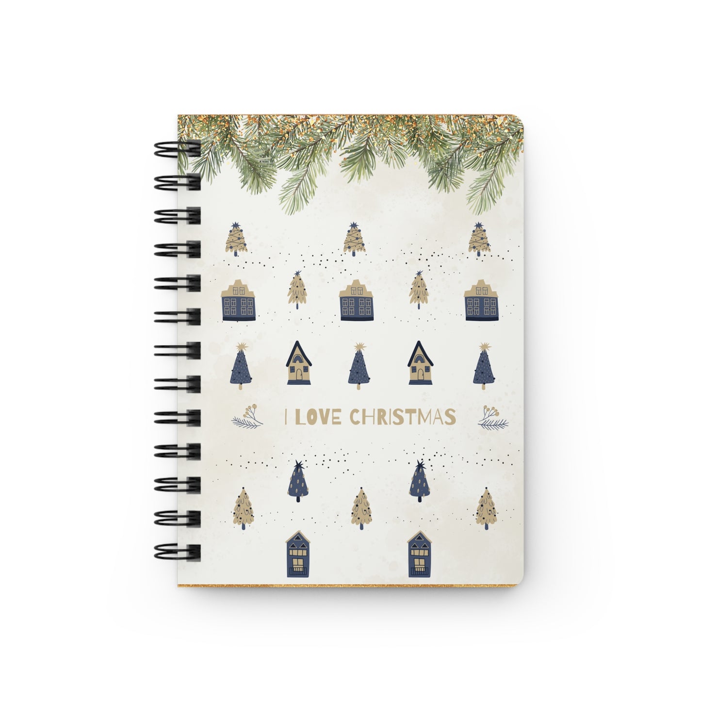 Christmas Tree and Houses: Spiral Bound Notebook