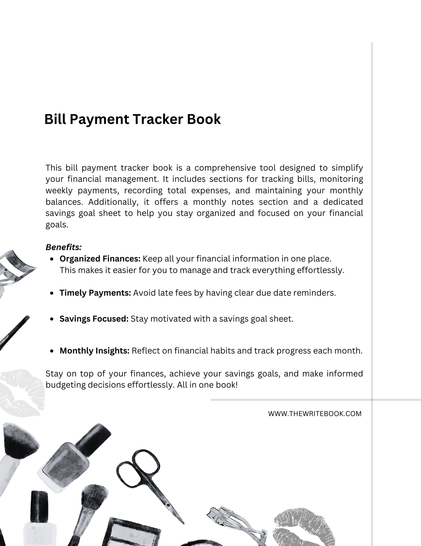 Bill Payment Tracker Book - Make Up Theme Cover