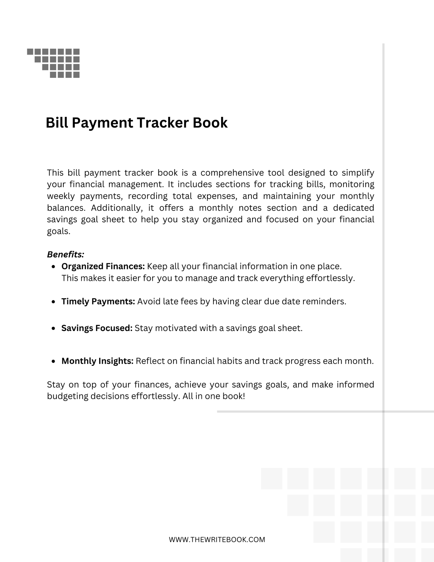 Bill Payment Tracker Book - Grunge Themed Cover