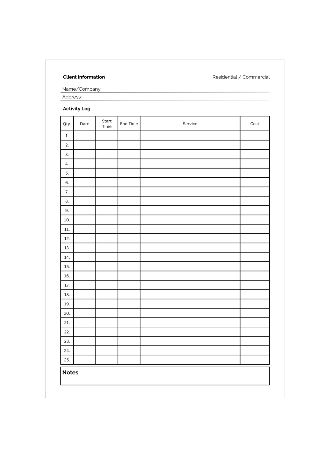 Lawn Care Services Logbook